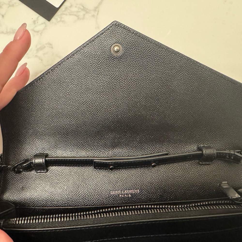 Rare Black on Black Yves Saint Laurent Wallet-On-Chain Medium Black on Black 🖤 - Picture 11 of 15